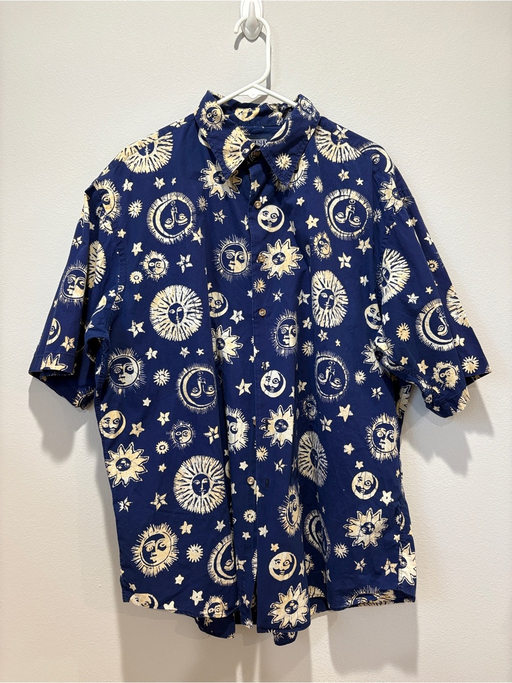Lands' End VTG 90’ Blue Celestial Sun Moon Cotton made in USA Size XL